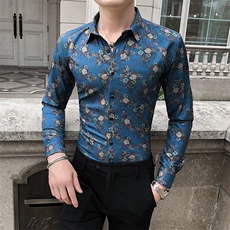 312A-5-276-P55长袖高级感秋季休闲英伦发型师韩版纯色男士衬衣，男装衬衫，星座312A-5