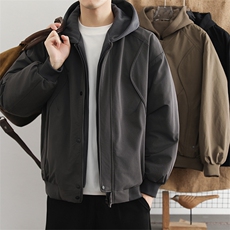 假两件羽绒服男士2025冬季潮流痞帅加厚连帽工装上衣男生外套，男装羽绒服，星座914