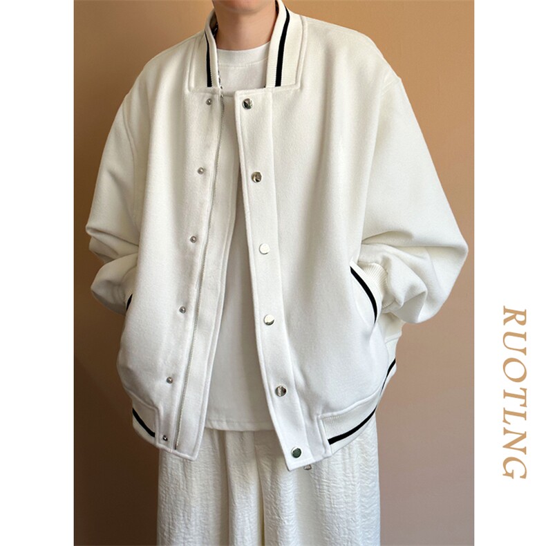 秋冬毛呢棒球服潮牌宽松休闲呢子外套夹克-AJ23058-P115,男装夹克,电商A351