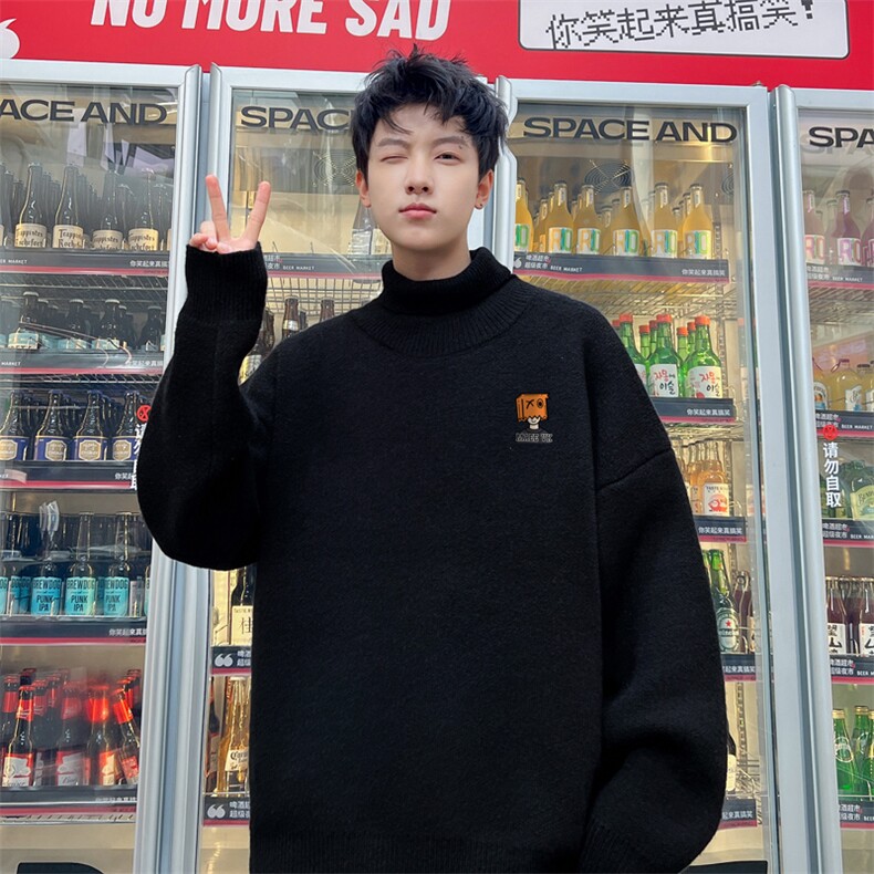 高质量！秋冬季高领毛衣男士加绒加厚翻领针织衫男毛衣FL173-P45,男装针织衫/毛衣,电商B367
