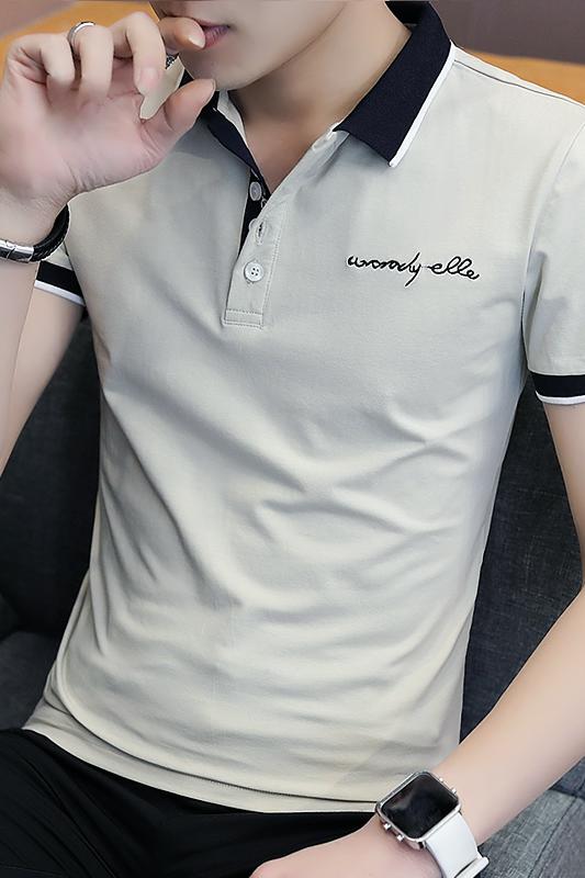 款8712-P35男士短袖t恤潮流2021新款夏装上衣翻领半袖POLO衫,男装T恤,电商D310（原电商305）