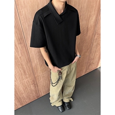 拼接设计休闲古短袖T恤不规则翻领polo衫男女5X3030-TP25不，男装T恤，电商A102