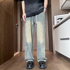牛仔裤男宽松直筒裤ins潮流百搭休闲裤高街潮牌长裤N0759-P45，男装牛仔裤，星座308B-1