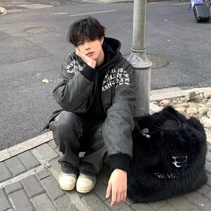 网络图现货   美式复古痞帅渐变PU皮双层夹克棒球服外套J964-P80图片