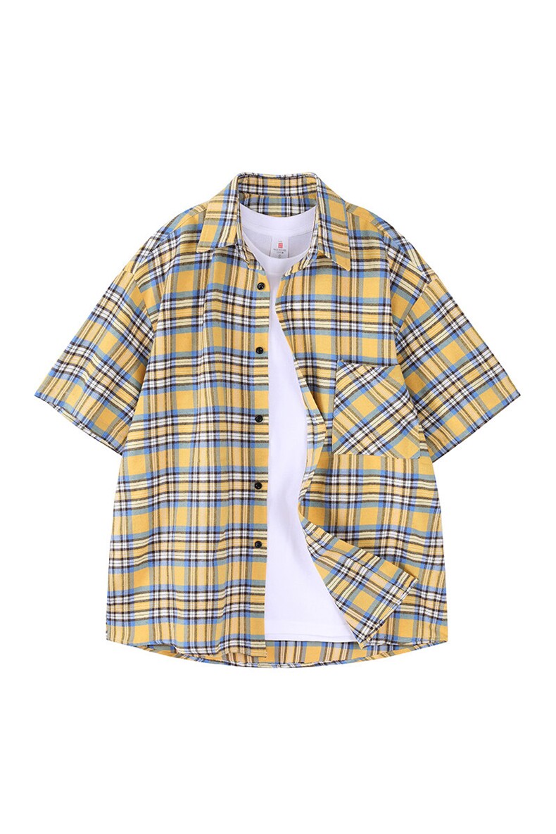 格子短袖袖衬衫深度库存当天配齐跑量款DS-C323-1-CS808-TP28,男装衬衫,电商C323-1