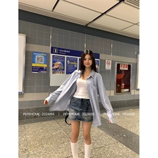 防晒衣女新款外搭夏季超仙2025宽松薄款长袖复古港风条纹衬衫开衫，男装防晒衣，星座1210-1