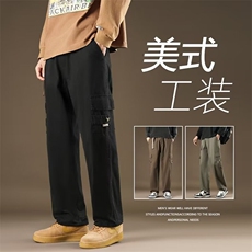 工装休闲裤男韩版潮流高街直筒裤子2024春季新款ins长裤K5023-P37，男装休闲裤，星座412-3