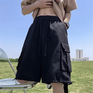 复古多口袋工装短裤男女夏季潮牌宽松阔腿百搭高街五分中裤-D230图片