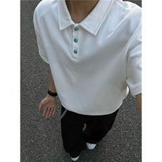 夏装新款绿松石扣子翻领重磅短袖T恤夏季男装半袖POLO衫S426特28，男装Polo衫，电商A233-1