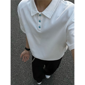 夏装新款绿松石扣子翻领重磅短袖T恤夏季男装半袖POLO衫S426特28图片