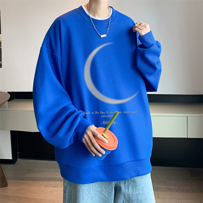 华夫格卫衣圆领卫衣男大码长袖t恤男外套HW76349-P30,男装卫衣,电商A040