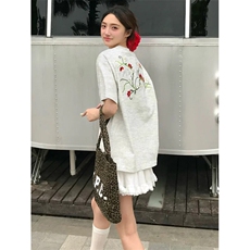 万针全刺绣工艺高品质260克双纱纯棉美式高街短袖T恤特P33，男装T恤，电商A486