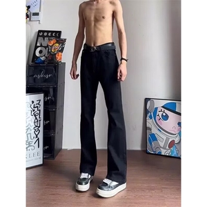 1506-1/N37621/P28.5黑色美式复古弯刀牛仔裤男春秋新款直筒修身图片