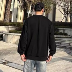 金属侧拉链头套头卫衣男秋款圆领情侣宽松休闲百搭卫衣WL5011-P36，男装卫衣，星座1008
