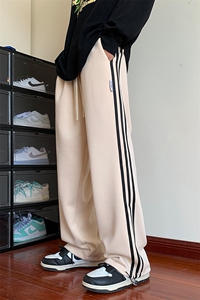 港风条纹休闲裤男包边包条宽松大码束脚卫裤XZ214-8 KP700 P35图片