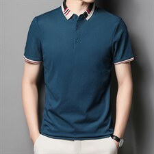 中青年夏季2022薄款男士短袖POLO衫透气丝光商务潮流半袖上衣P53，男装Polo衫，星座1105-3