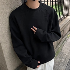 抖音得物品质26春装美式高街曼巴棉螺纹拼接卫衣圆领长袖T恤YT164，男装T恤，电商A486
