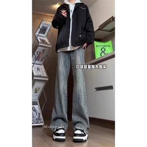 [008]牛仔裤男款春夏复古直筒宽松阔腿裤松紧腰裤 A079-D800-P44图片