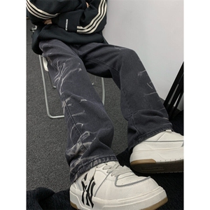 欧美hiphop直筒牛仔裤美式复古阔腿裤垂坠感xz310a-4-nz15图片