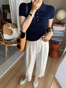 2025年春季短袖休闲风YM-1813抽条POLO领女图片