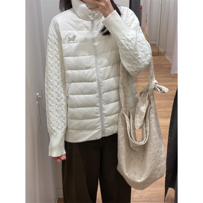 腊肠小狗刺绣针织拼接羽绒棉服外套ZM0163-P110,男装棉衣,星座313A(原308A-2)