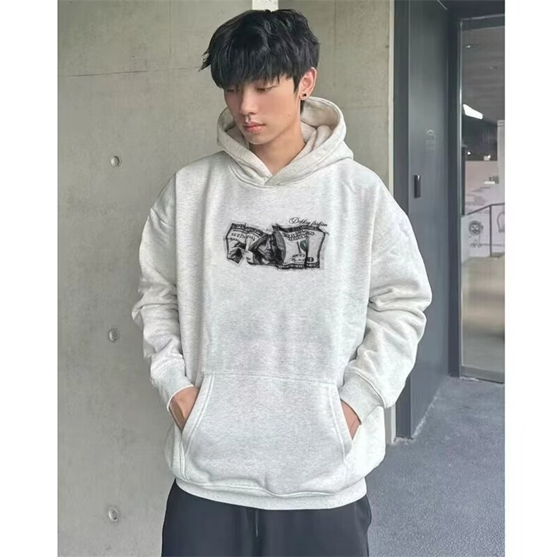 卫衣男连帽港风宽松潮牌字母印花百搭外套2025年新款WB273图片