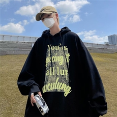 2023春秋情侣连帽印花上衣男hiphop嘻哈炸街套头衫卫衣W5977-P31，男装卫衣，星座512-2