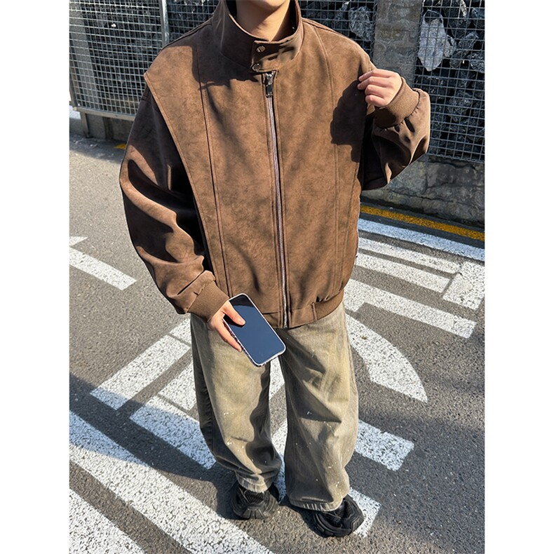 2026春季抖音得物品质新款扎染PU皮衣雾面皮夹克外套男6151-TP48,男装夹克,星座207