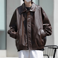 港风秋款男PU皮衣休闲皮夹克纯色外套JK9274P70，男装夹克，星座1013-1