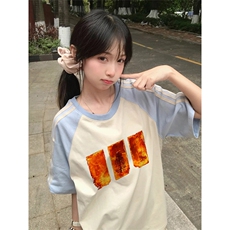 抖音得物品质二开240克宽松纯棉美式潮牌插肩三杠织带短袖T恤，男装T恤，电商A486