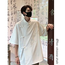 特批P30无差价25夏新中式盘扣冰丝凉感潮流五分短袖衬衫男CD2291，男装T恤，电商A001