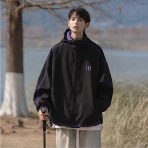 W305-P62 美式连帽冲锋衣外套男2025春秋新款机能风户外登山宽松图片