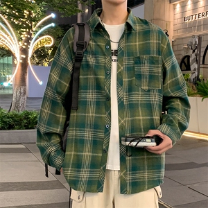 控价59港风格子衬衫宽松外套男女衬衣百搭格子外套CS2420P35图片