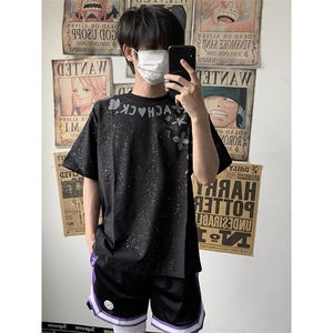 万针全刺绣工艺抖音得物高品质260克重磅纯棉双纱美式高街短袖T恤图片