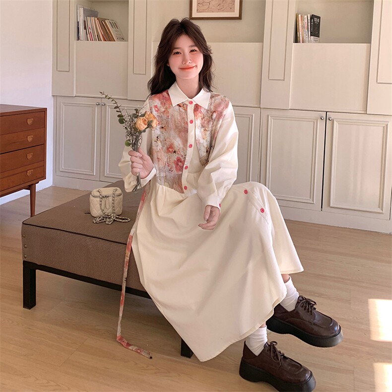 春现轻风印花瘦腰显瘦连衣裙B190-5011-P140-K198,女装连衣裙,2B190
