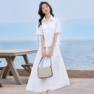 白色a字半身裙女2025夏装新款高腰超仙绝美垂坠感蕾丝边裙子图片