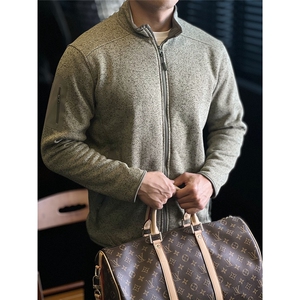 灰绿色抓绒衣外套男秋冬cleanfit拉链夹克美式开衫卫衣WB567-P67图片