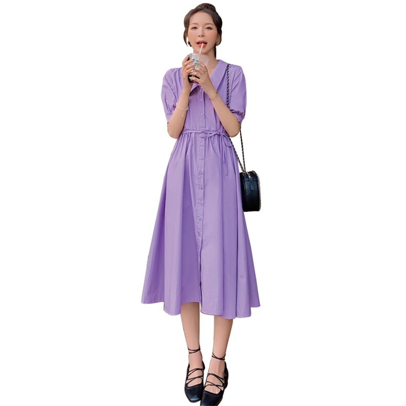 大货主推紫色长款连衣裙087-Q85,女装连衣裙,柒柒家