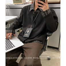 秋季新款美式复古风假两件拼接衬衫领针织衫开衫外套MA6767，男装针织衫/毛衣，星座1116A（原606A-3）
