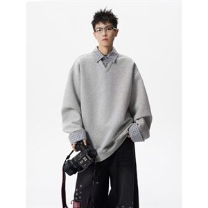 【XZ1112-1现货】卫衣假两件长袖衫翻领 P46 YW11图片