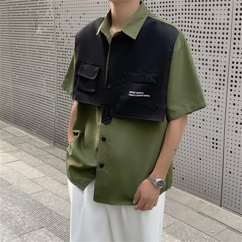 夏季新款衬衫潮流慵懒男方领衬衫C670P42,男装衬衫,星座1116-2