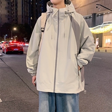 港风拼接上衣夹克宽松落肩拼色冲锋衣外套JK837P75，男装夹克，星座1204-3