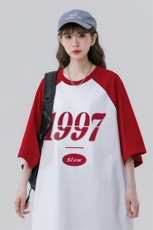 中性风新款夏季时尚百搭宽松圆领100棉印花短袖T恤DT457P40控58，男装T恤，A247A