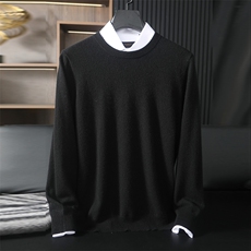 高品质男士加密针织圆领羊绒衫经典简约设计舒适保暖商务休闲，男装羊绒套衫，台绒羊绒