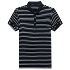 夏季新品休闲百搭宽松潮流翻领条纹上衣2023新款男士短袖运动服男，男装T恤，电商B212（原钱塘6029）