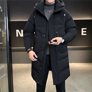 冬季新款男士中长款连帽棉衣图片