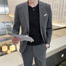 西服套装男条纹商务正装韩版潮流修身帅气新郎结婚礼服西装两件套，男装西服套装，星座505-2（原电商A260-1)