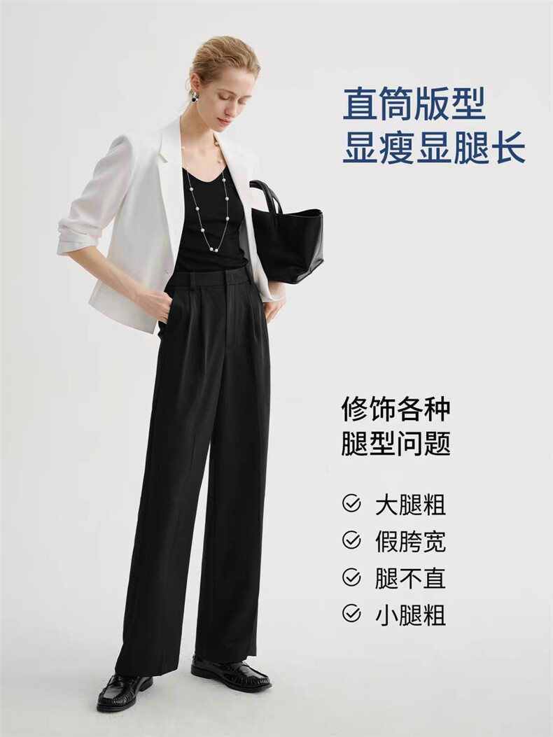 2025秋冬百搭通勤西装裤M垂感薄款灰色直筒阔腿裤秋女图片