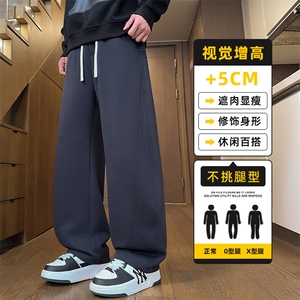 高级感美式弯刀灰色卫裤男2025冬季直筒宽松舒适长裤子Z2576-P45图片