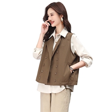华吉言【浪痕】双排定制做旧树脂扣复古工装马甲，女装马甲，小林双子